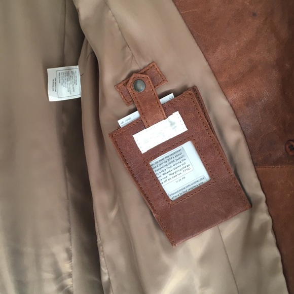 NWT June Cognac Leather Trench Coat - Picture 12 of 13